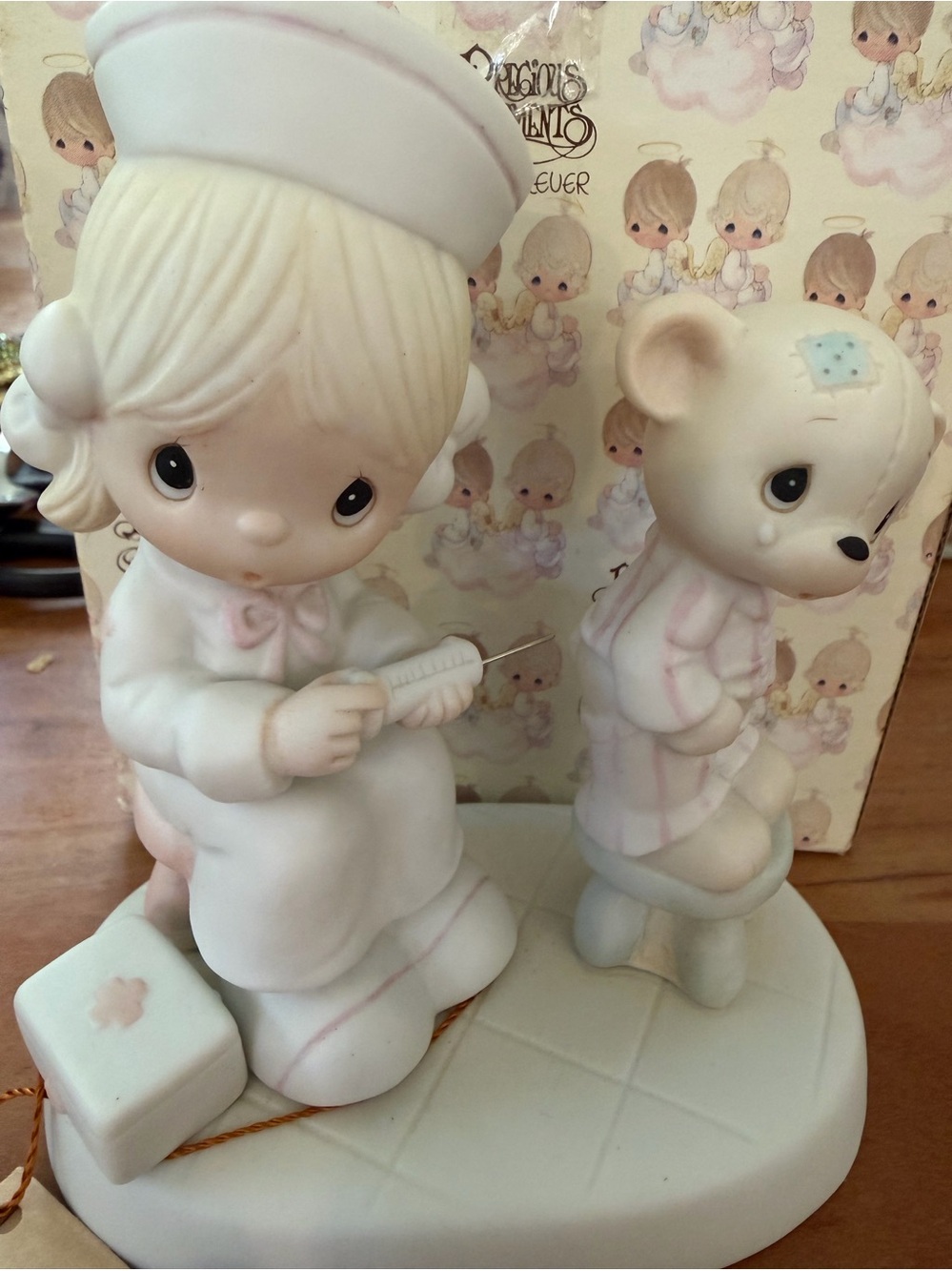 Precious Moments Kids Nurse & Teddy Figurine - Love Beareth All Things 1981